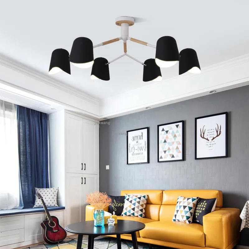 Modern LED Chandelier Lustre Solid Wood Light Fixtures Dining Room Creative Luminaire Living Decoration Lighting | Освещение