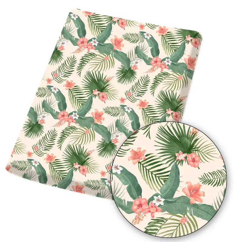 

45*145cm Polyester Cotton Fabric Tropical leaves print sewing fabric by the yard for dress making DIY Masks craft Home Textile