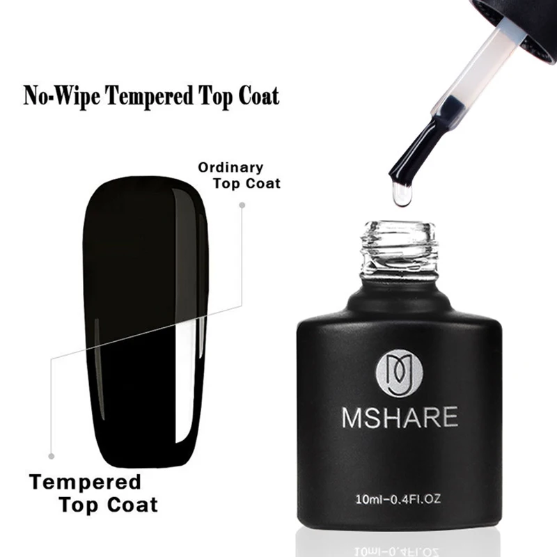 MSHARE Tempered Top Coat No Sticky Layer Nail Gel Polish Wipe Topcoat | Красота и здоровье