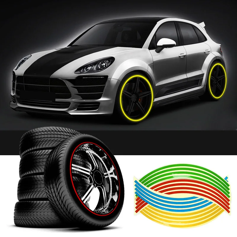 

16pcs Strips Wheel Stickers Decals 18inch Reflective Rim Tape Bike Motorcycle Car Tapes Styling SEC88
