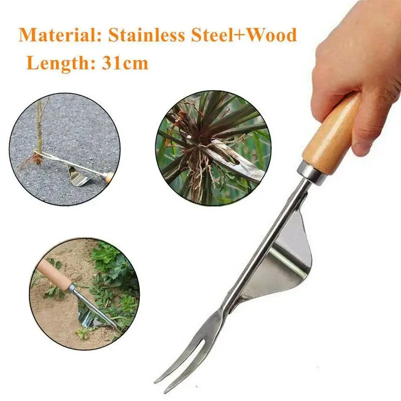 Steel Root Extractor Wooden Hand Weeder Removal Machine Weed Puller Garden Grass Long Handle Tools Removing Tool | Инструменты