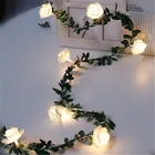 Рождественская светодиодная гирлянда в виде розы, 6 м, 40 светодиодов, Сказочная гирлянда на батарейках, уличная Гирлянда для украшения свадьбы, сада вечерние ринки, брака