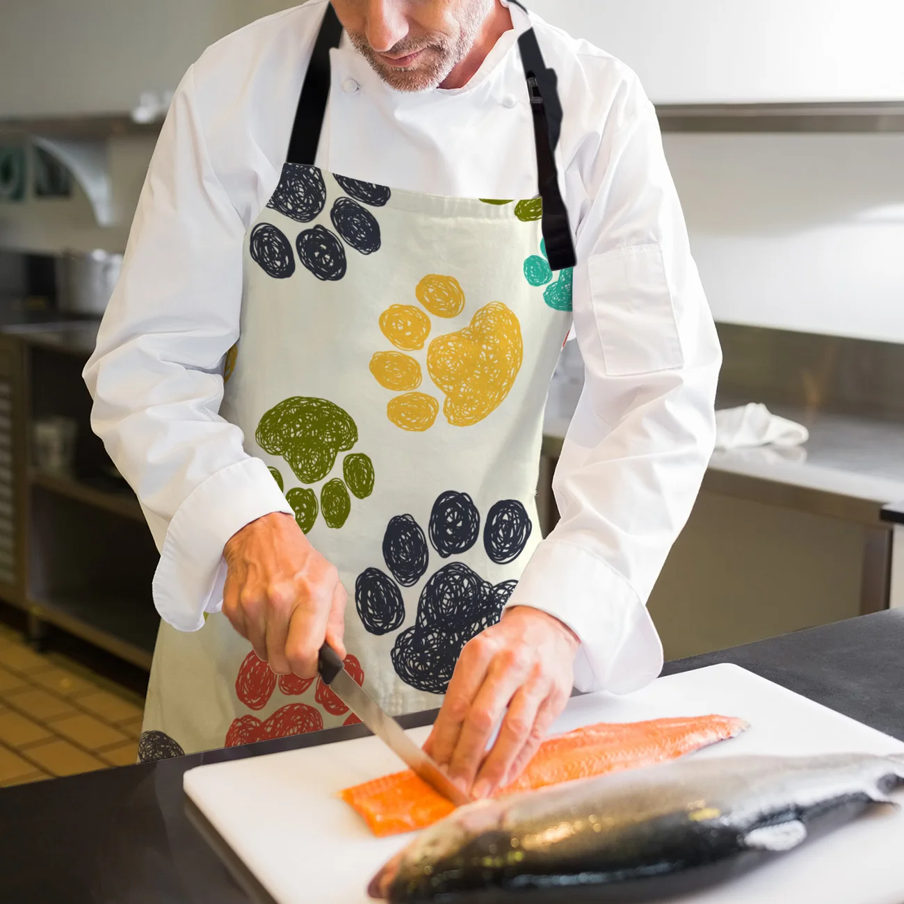 Tophome Кухонный Фартук с принтом собачьей лапы регулируемые фартуки из парусины