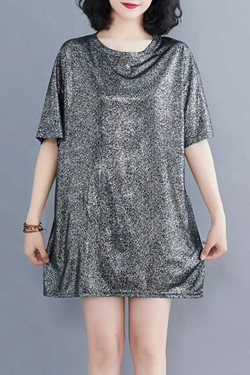 

T-shirt for women Casual Lose weight Sequins O-neck Minimalism Snug Fam Top DM001