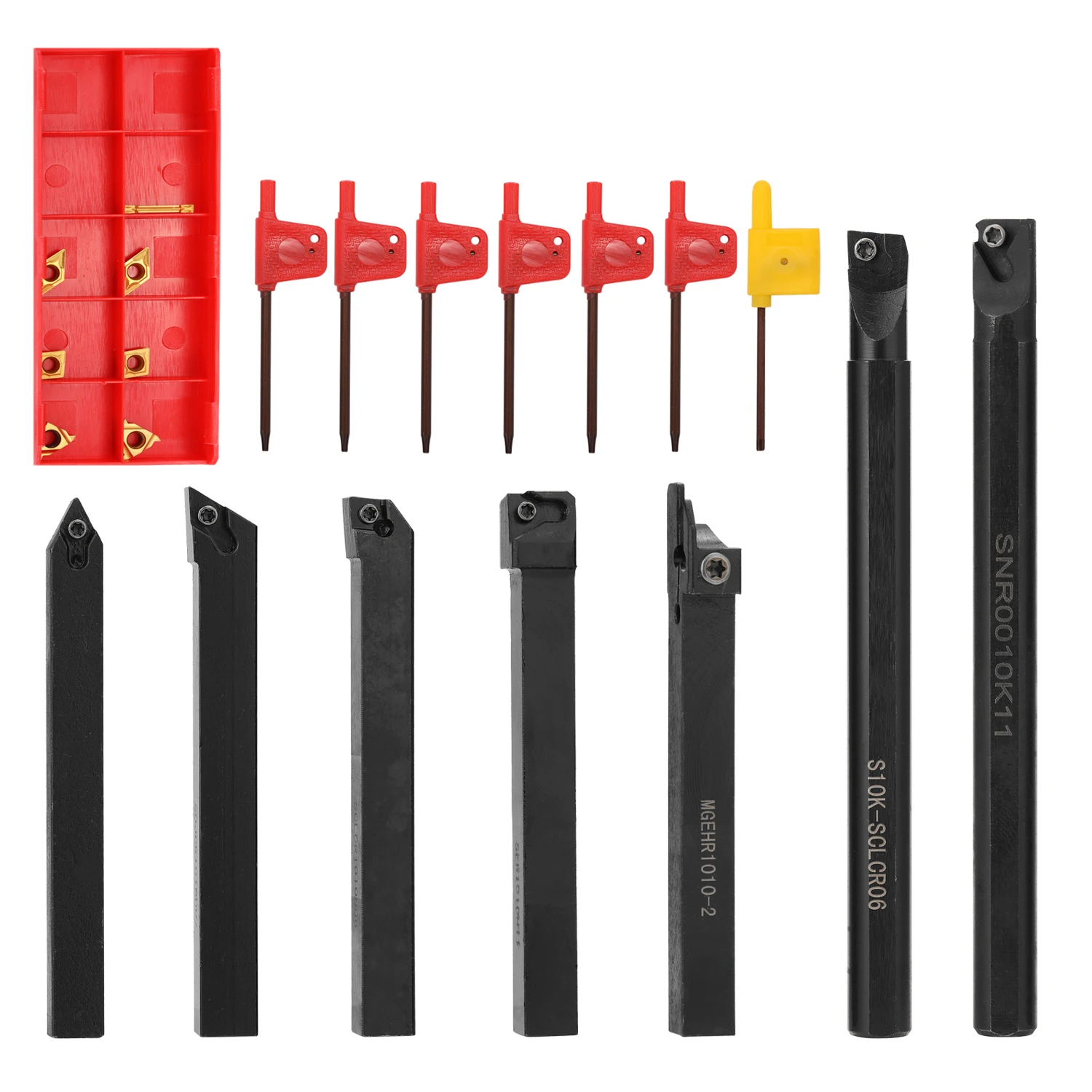 

7pcs 10mm Shank Lathe Cutter Turning Tool Holder Boring Bar lathe tools Metal Turning Rod Industrial with Carbide Inserts