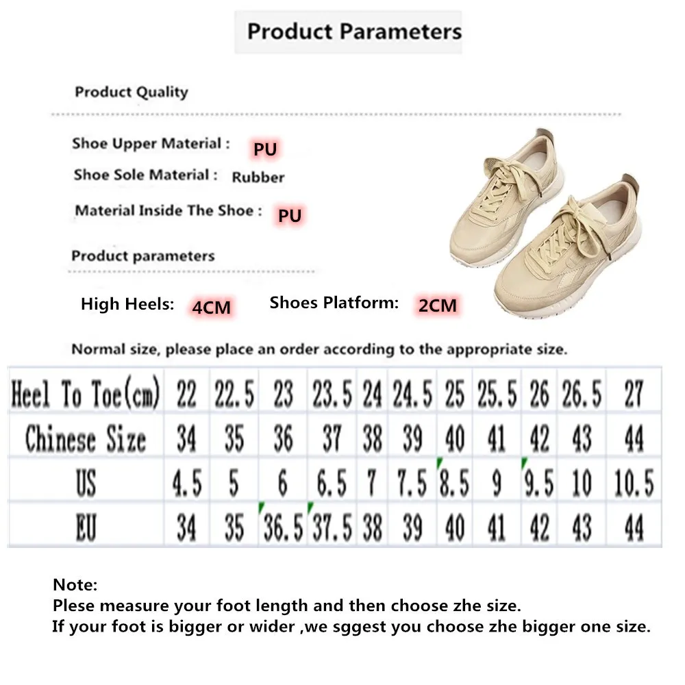 

Thick Bottom Lace Up Women Vulcanize Shoes Runway Party Platform Casual Sneakers Solid Color Versatile Chic Running Sports Shoes