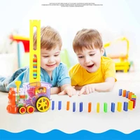 automatic laying domino brick train car set sound light kids colorful plastic dominoes blocks game toys set gift for girl boys