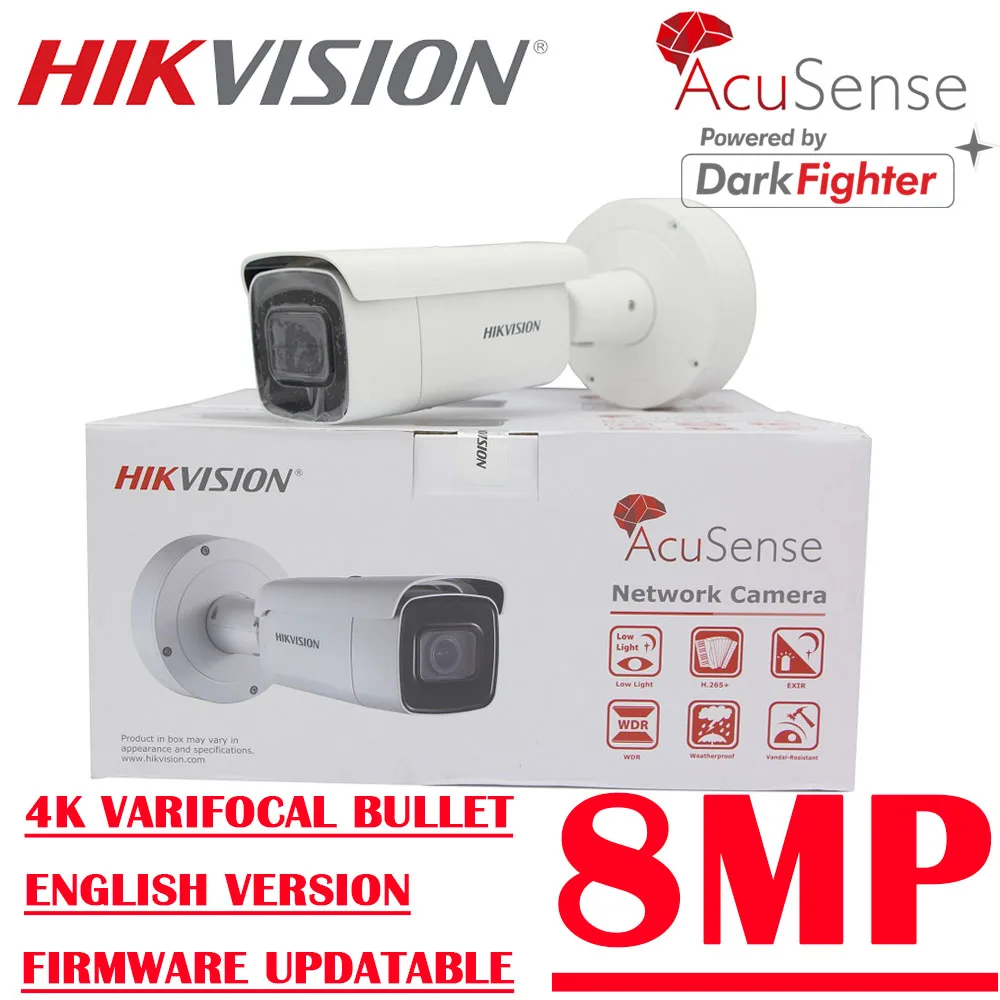 

8Mp POE 4K DS-2CD2686G2-IZS Original hikvision IR AcuSense Varifocal Fixed zoom IP67 Bullet Network Camera