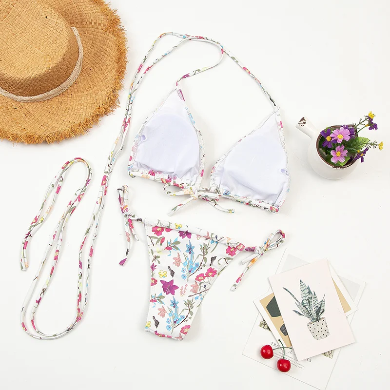 

Brazilian Bikini Micro Swimwear Women Bandage Swim Bathing Suit Floral Print Swimsuit Female String Bather Swim Wear Biquinis