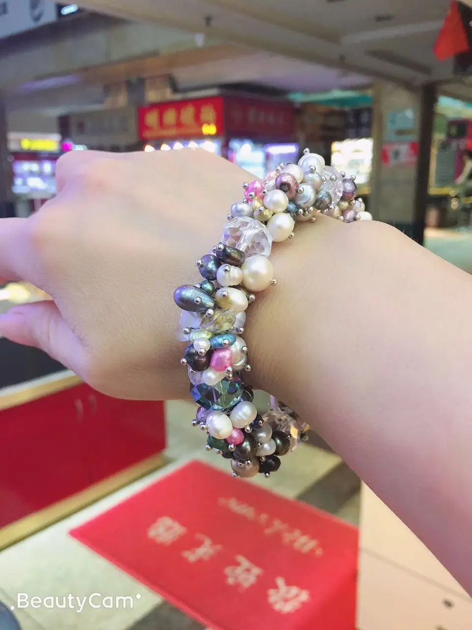 

Original colorful crystal natural pearl ladies bracelet amethyst 925 sterling silver pearl handmade bracelet