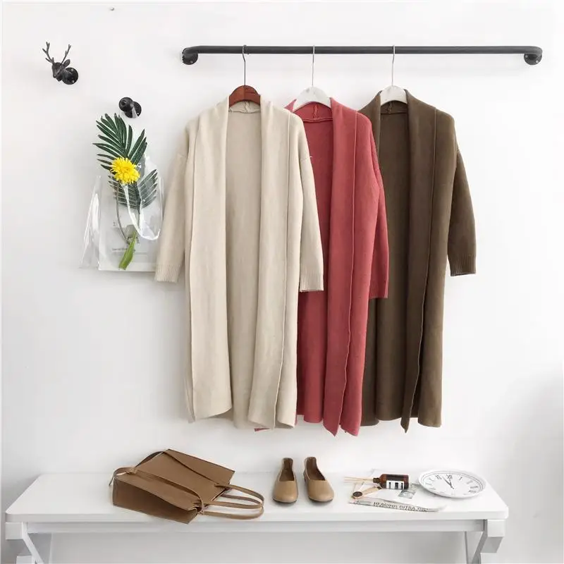 

2020 Wool Knit Cardigan Coat Female Autumn And Winter New Long Section Lazy Wind Sweater Loose Outside Wear Thickening