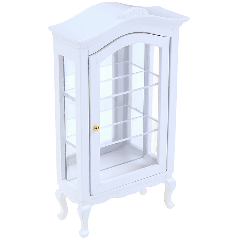 

1:12 Dollhouse miniature furniture white wood display cabinet cupboard showcase