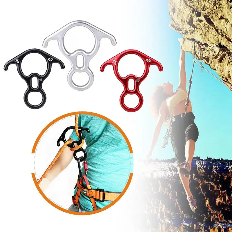 

Outdoor Climbing Descender Rappelling Horns 8-Rings Slowing Metal Tools