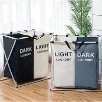 dirty clothes storage basket three compartment storage basket foldable large laundry basket waterproof family laundry basket