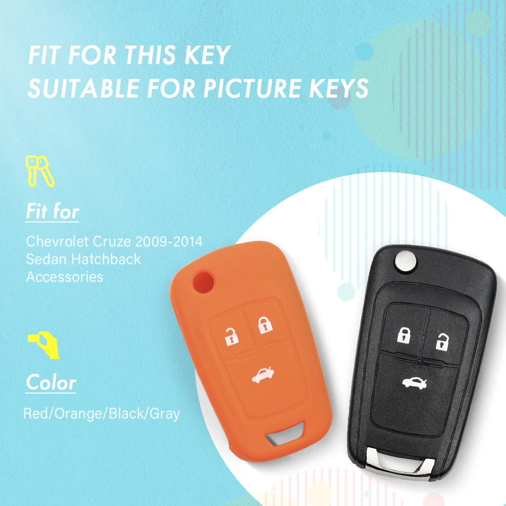 Dandkey 10 шт. Ключи силиконовые защитную крышку 3 Кнопка для Chevrolet Cruze 2009-2014 седан