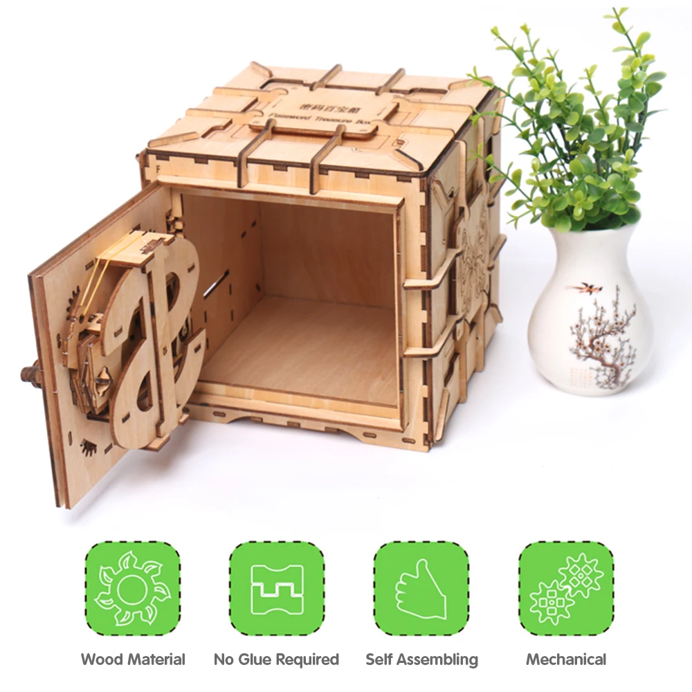 3D деревянная головоломка с сокровищами Натуральный Деревянный самосборный