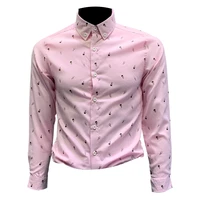 2021 spring autumn high quality mens printed single breasted slim business casual long sleeve mens shirt