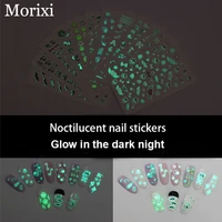 11 styls luminous nail art sticker glow in dark self adhesive for 3d manicure heart flower cat water transfer nail decals ra029