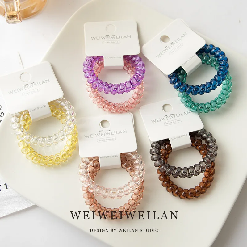 

New arrival 2pcs women telephone ring hair bands girl's rubber band lady's hair tie hair accessories candy color gum