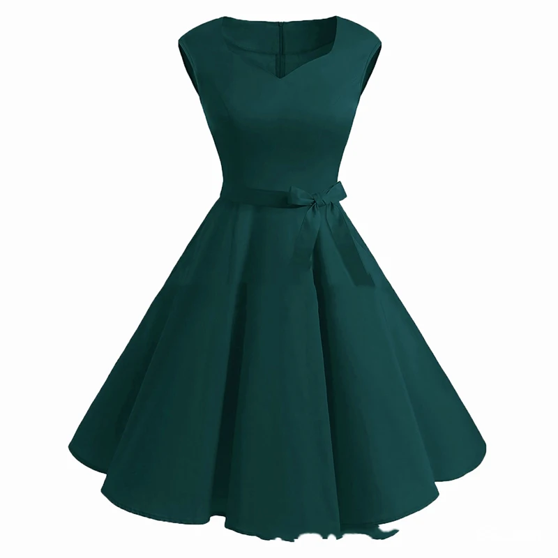 

Женское свободное платье в стиле ретро, повседневное зеленое платье без рукавов в винтажном стиле ретро, лето 2021