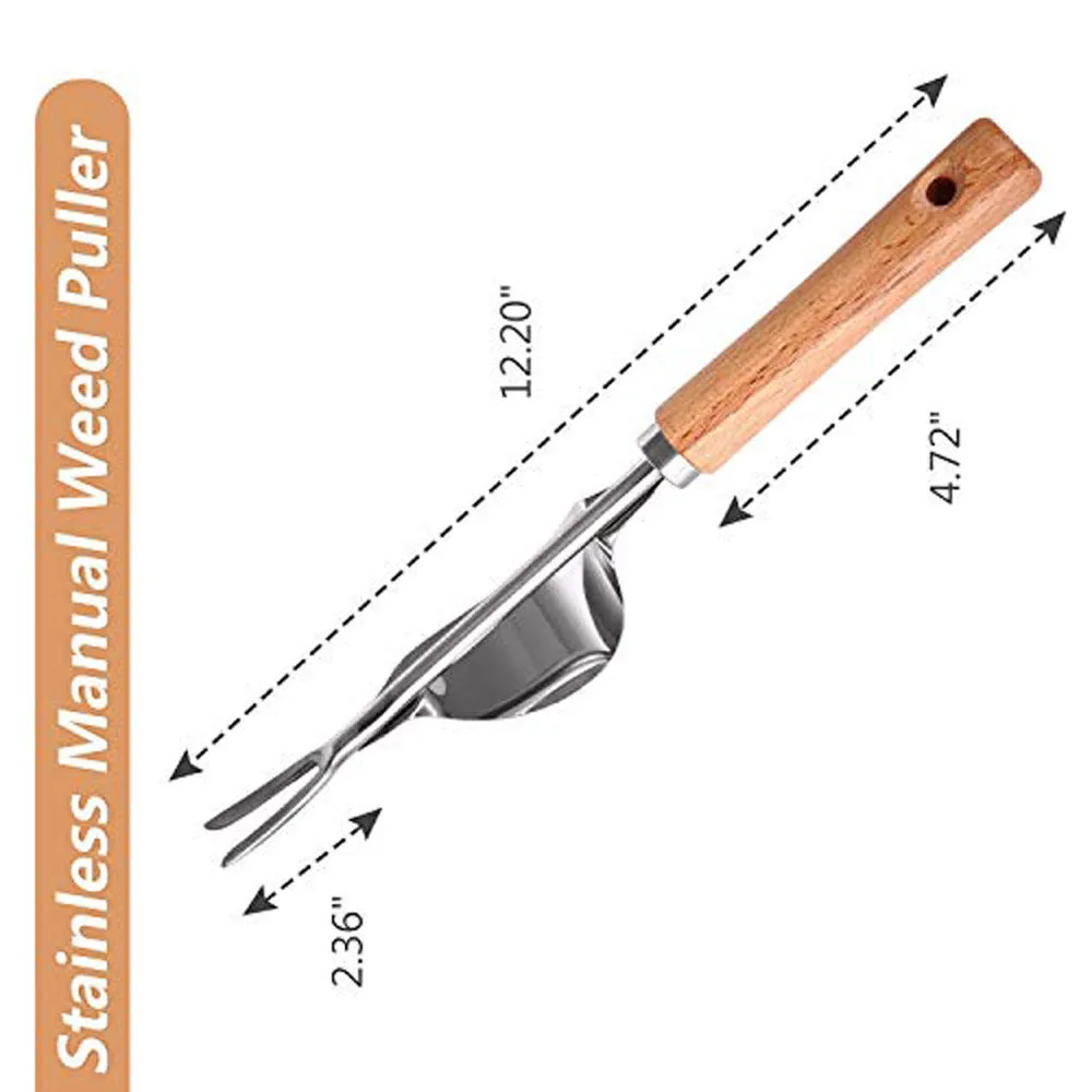 

Bend-Proof Garden Fork Durable Manual Hand Weeder Puller Wood Handle Stainless Steel Weed Root-Remover Trimming Tool Transplant