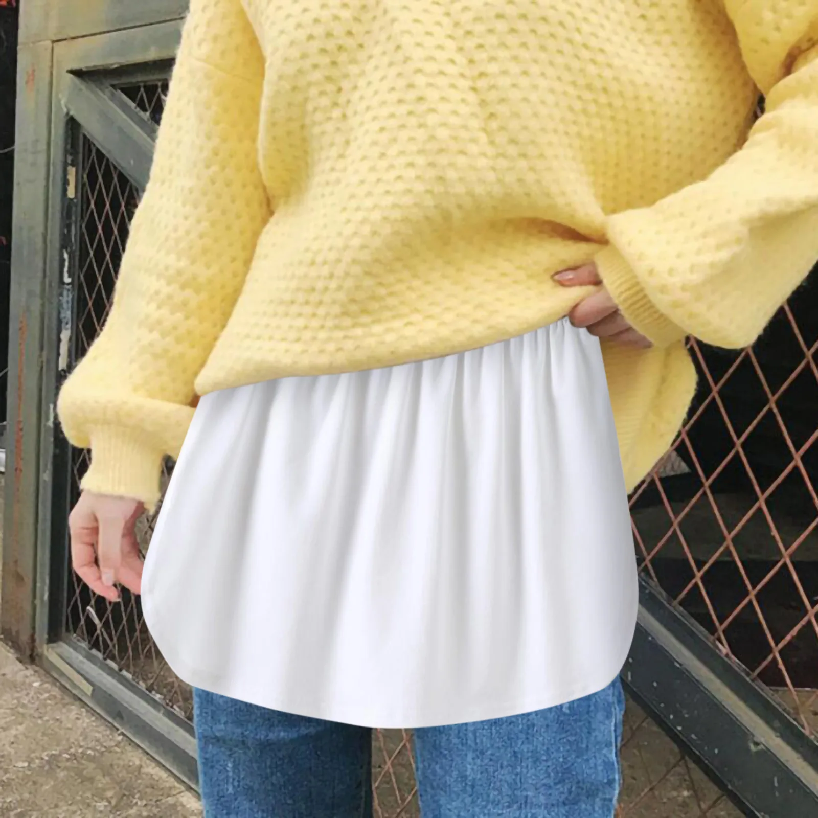 

Womens Fake Shirts Hem Underskirts Adjustable Layering Fake Top Lower Sweep Cute Girl Skirts Hoodies Sweaters Extender Hemline