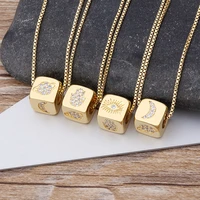 new design cute cube evil eye pendant copper zircon gold color chain necklace for women party wedding jewelry gift wholesale