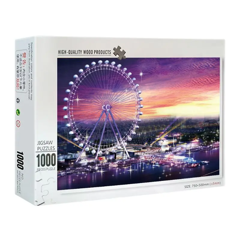 

New 1000 Pieces ferri s wheel Puzzles Wooden Jigsaw Puzzles Floor Puzzle Intellectual Game Learning Education Decompression