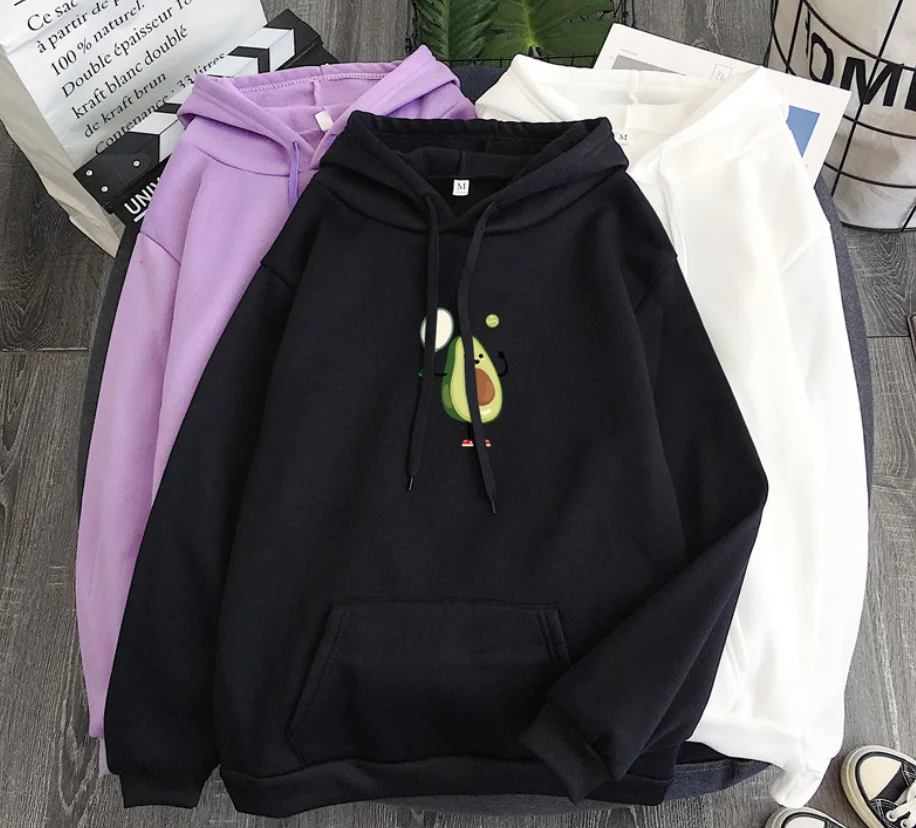 

2021 new Korean version plus velvet avocado green sweater men and women trendy couple wear hooded jacket top