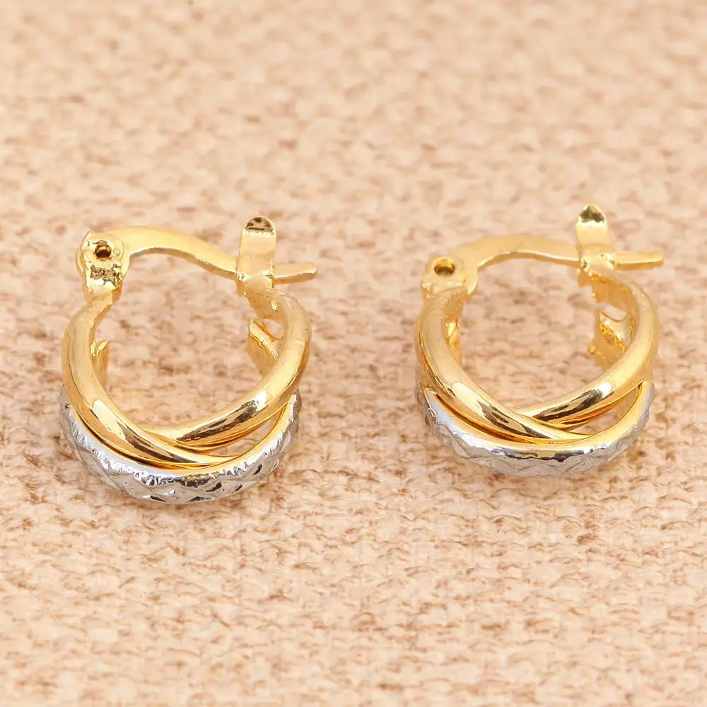 Модные стильные серьги 24k золотого цвета для женщин два модные ювелирные изделия