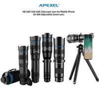 apexel professional hd 20 40x 28x 36x 60x telescope zoom lens with selfie tripod shutter observe moon for iphone huawei xiaomi