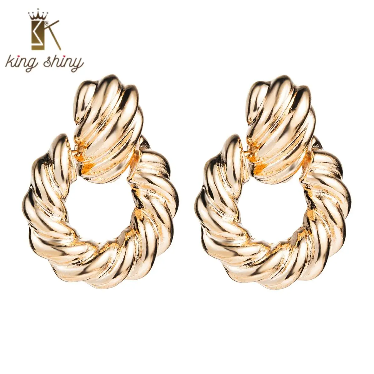 

2020 Za Brand New Arrivals Korean Statement Earrings for Woman High Class Trendy Smooth Surface Big Round Cc Earrings for Woman