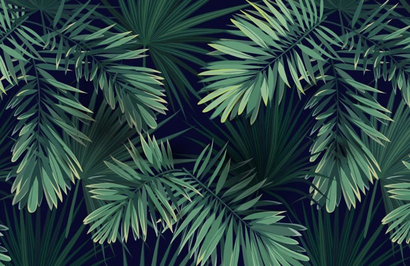 Bacaz Tropical Green Plant Wallpaper Mural Background Room 3d Leaf Wall paper Murals Decor Self-adhesive Exforliator Texture |