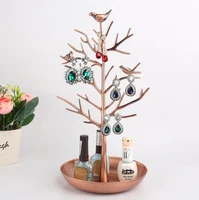 hot sale jewelry display stand rack tree bird stand rose red iron necklace earring holder bracelet fashion organizer 5 colors