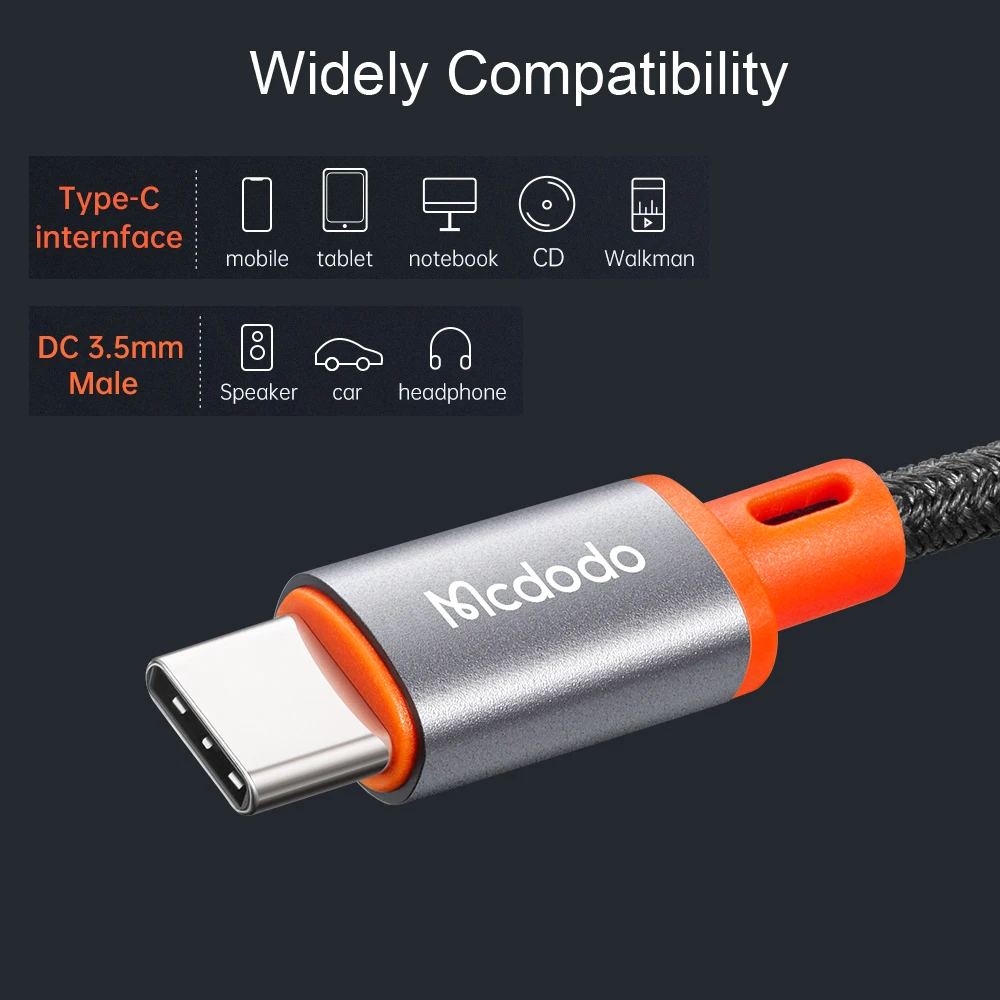 Кабель-адаптер Mcdodo TOG с Type C на DC 3 5 мм для Samsung Huawei Xiaomi смартфонов автомобильных