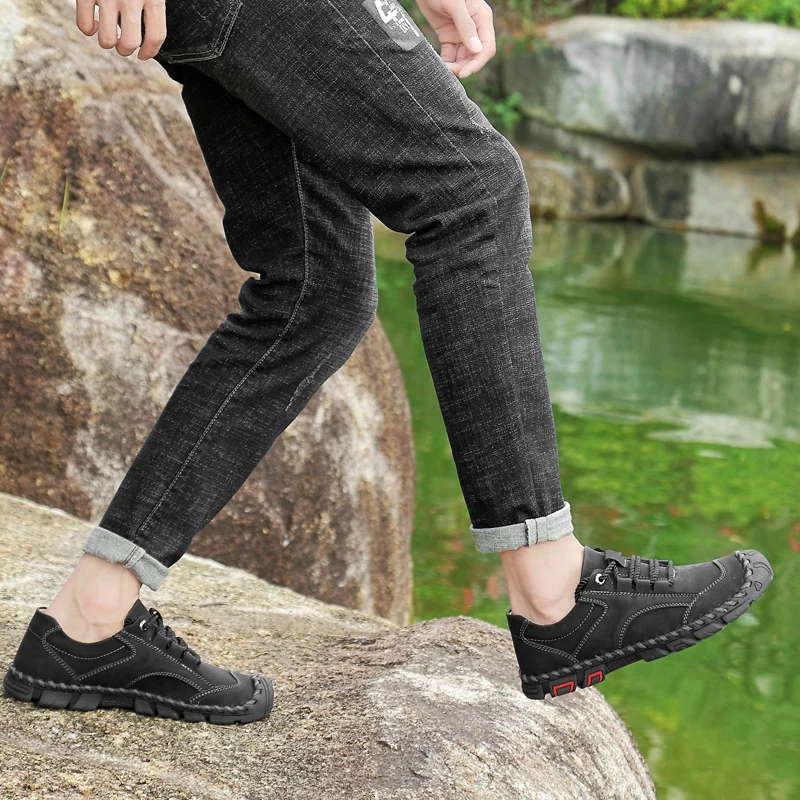 

men's shoes casual suede leather cow loafers male classic slip on black shoe man handmade sewing flat driving shoes for men