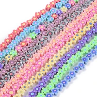 5 strands handmade printed polymer clay flower beads strands mixed color for jewelry making bracelet 33cm long hole 1 4mm