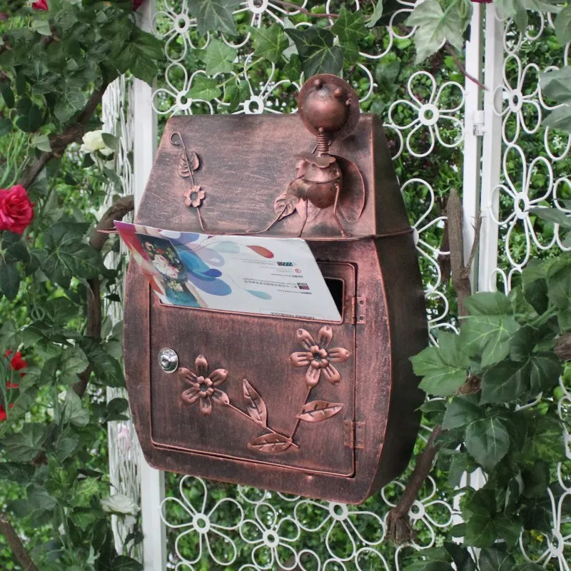 Винтажный Ретро настенный почтовый ящик с ключом замок открытый двор дверь