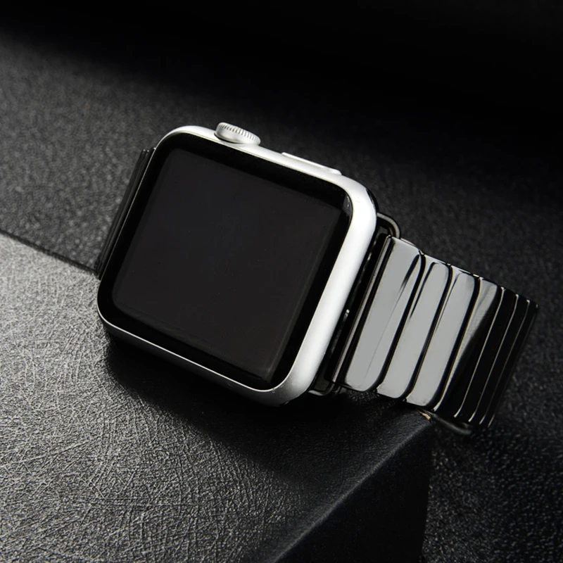 Фото Ремешок керамический для Apple Watch Band 44 мм 42 38 40 браслет с пряжкой из нержавеющей