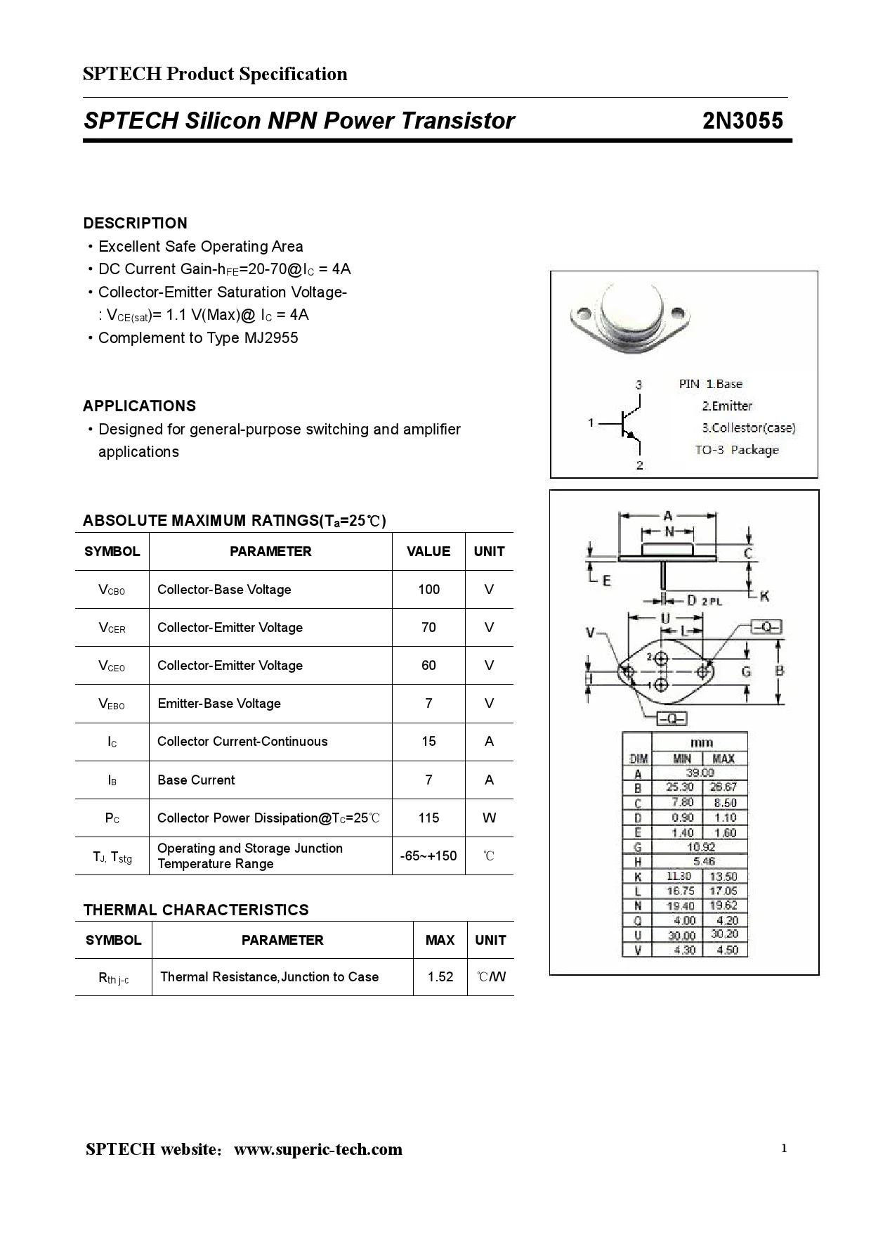 10 шт. 2N3055 TO-3 15A 60V NPN силовой транзистор | Электронные компоненты и принадлежности