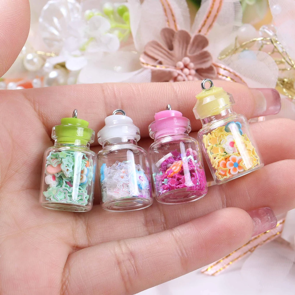 

Yamily 10 шт./подвеска в стеклянной бутылке из смолы, имитация ракушек, звезд, пожеланий в бутылках, подвеска «сделай сам», ювелирные изделия для ...