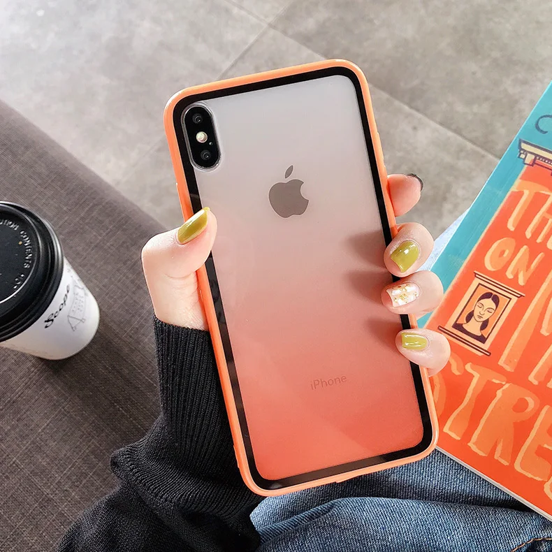 RainBow Gradient Transparent Acrylic Case For iphone XS Max XR X 6 6s 7 8 Plus Colorful Shockproof Phone Cover Protect Cases |