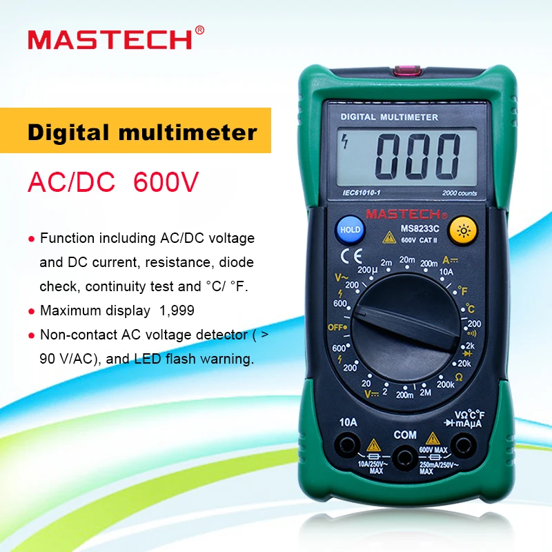 Цифровой Мультиметр MASTECH MS8233C Бесконтактный ACDC измеритель напряжения емкости