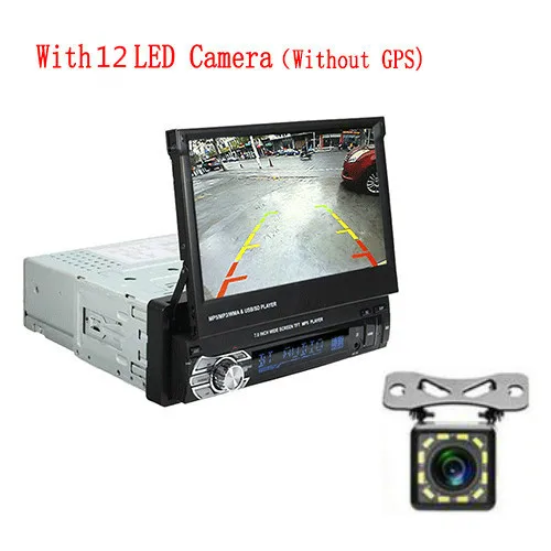 12 LED Camera No GPS 1 Din " Универсальное автомобильное радио gps-навигация Авторадио Видео плеер Bluetooth выдвижной сенсорный экран MP5 стерео аудио - Цвет: 12 LED Camera No GPS