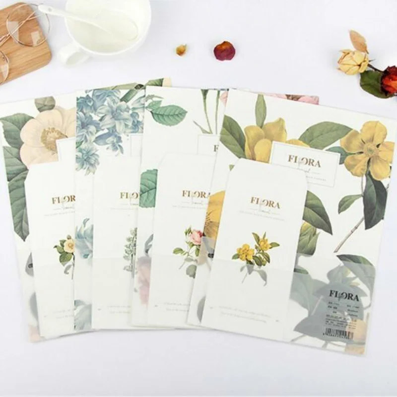 

1 Set Kawaii Aesthetic Flower Envelope for Invitations Cute Thank You Cards Invitations (3 Envelopes + 6 Letter Paper)