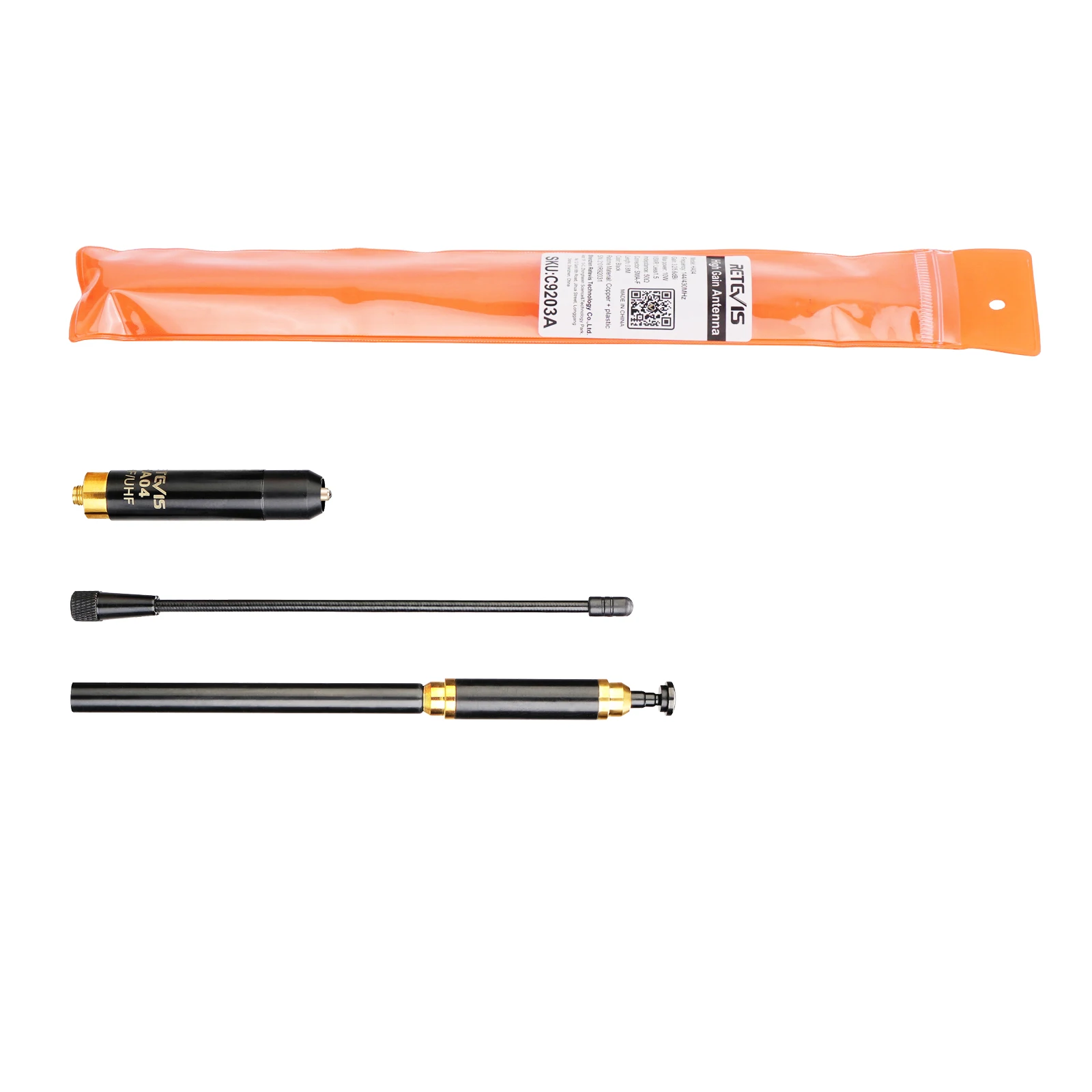 Retevis HA04 Walkie Talkie Antenna SMA-F UV Dual Band 144/430MHz Handheld Radios for Kenwood Baofeng UV5R UV82 Retevis H777 RT29