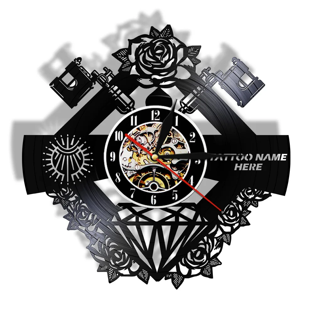 Тихий виниловый знак с именем на заказ для тату студии|Настенные часы| |