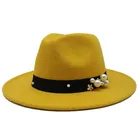 Женская фетровая шляпа с широкими полями, зимняя фетровая шляпа из искусственной шерсти, Классическая фетровая шляпа-Колокол, 14 цветов