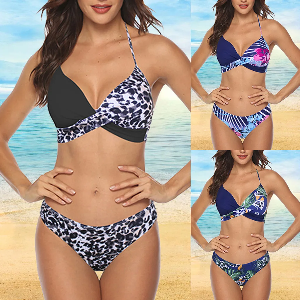 Женское бикини с эффектом пуш-ап пикантный раздельный купальник из двух