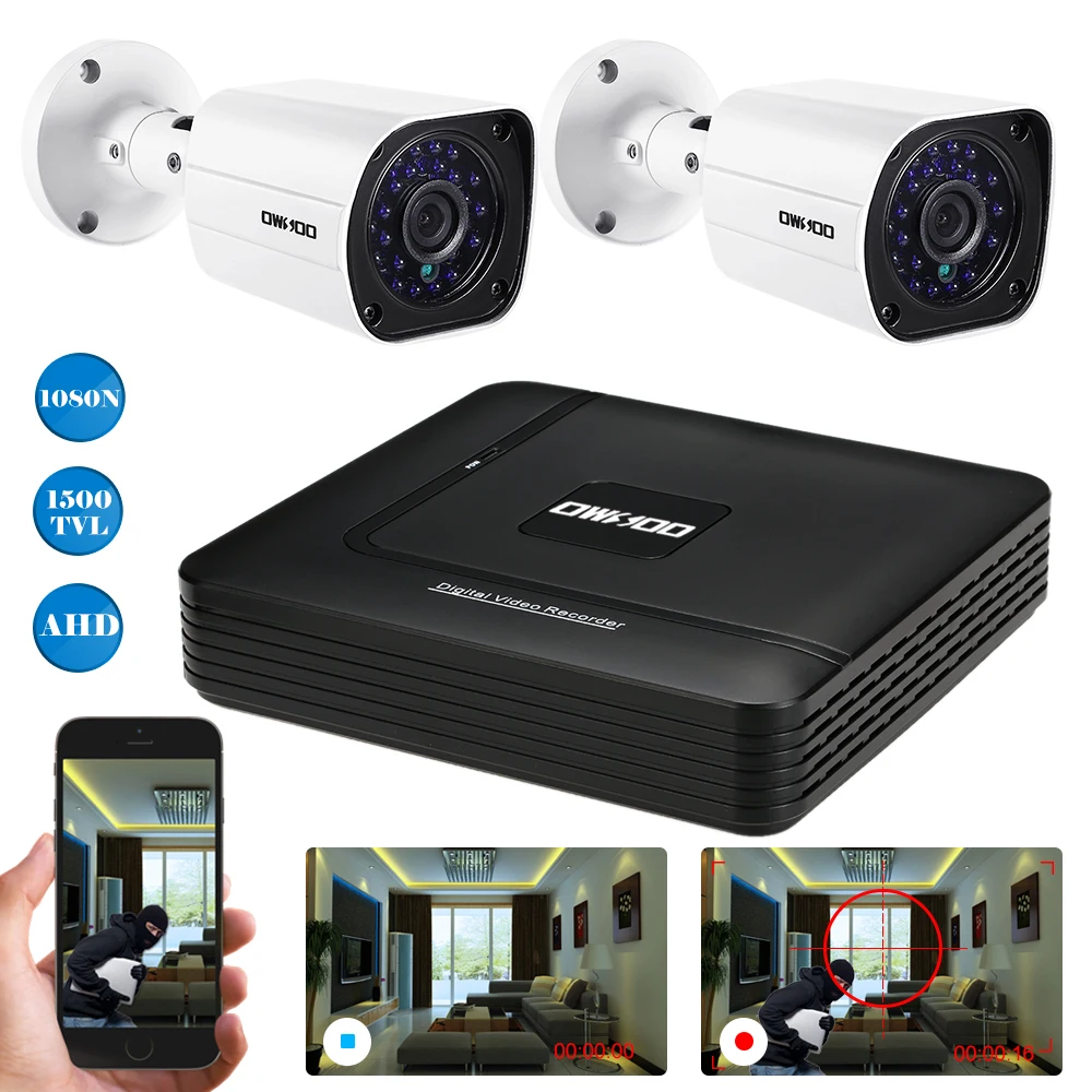 Цифровой видеорегистратор OWSOO 4CH 1080N + 2 AHD 720P 1500TVL погодозащищенная наружная